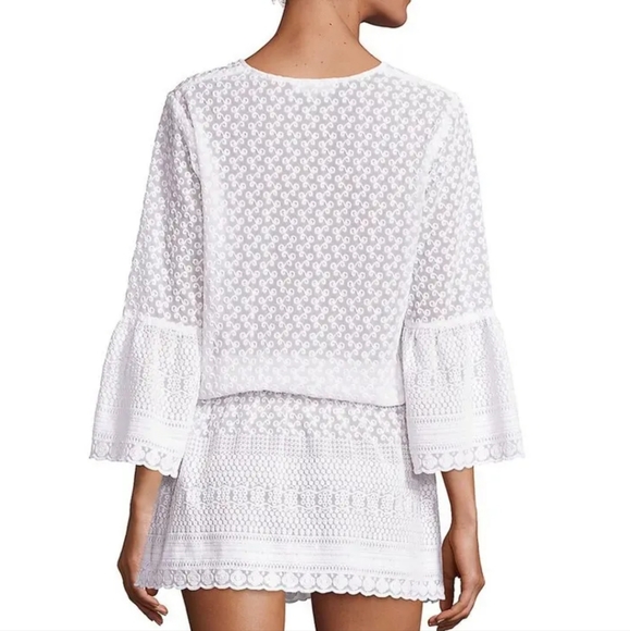 Melissa Odabash "Victoria" Embroidered French Georgette Bell-Sleeve Beach Dress - Picture 3 of 5